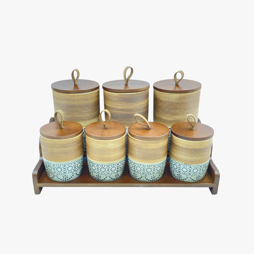 Luxury Geometric Countertop Organizer Set with Loop Tops 7 Piece