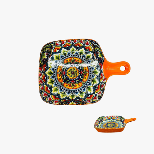 Vibrant Mandala Ceramic Baking & Serving Dish 9 Inch