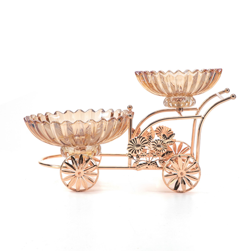 Rose Gold Floral Cart Serving Stand
