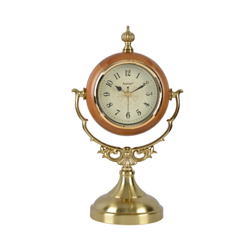 Vintage Walnut Swivel Desk Clock