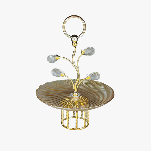 Elegant Amber Glass Platter with Vine Handle