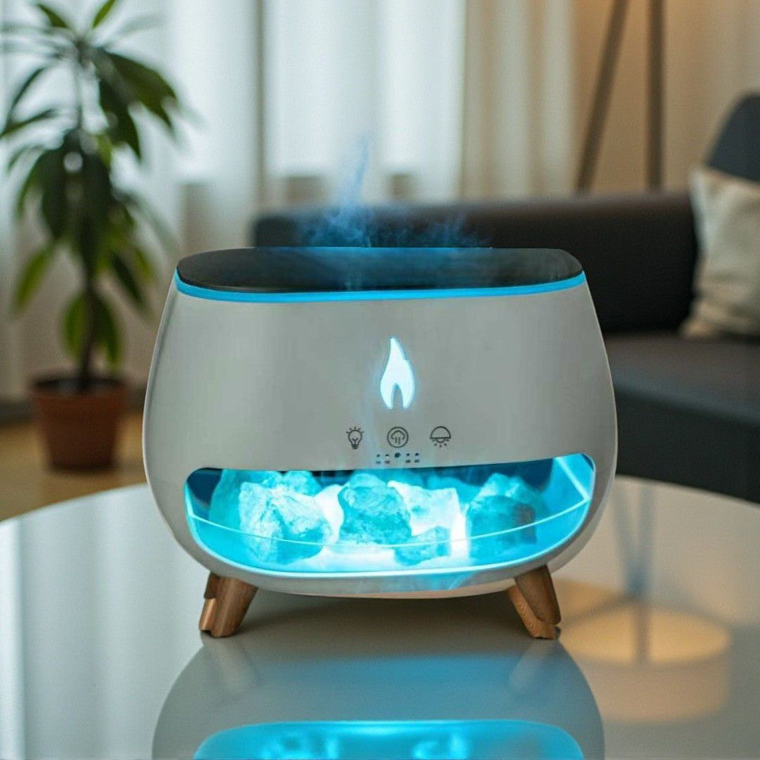 LumiFlame Diffuser – Radiant Mist with Soothing Light & Crystal Effect