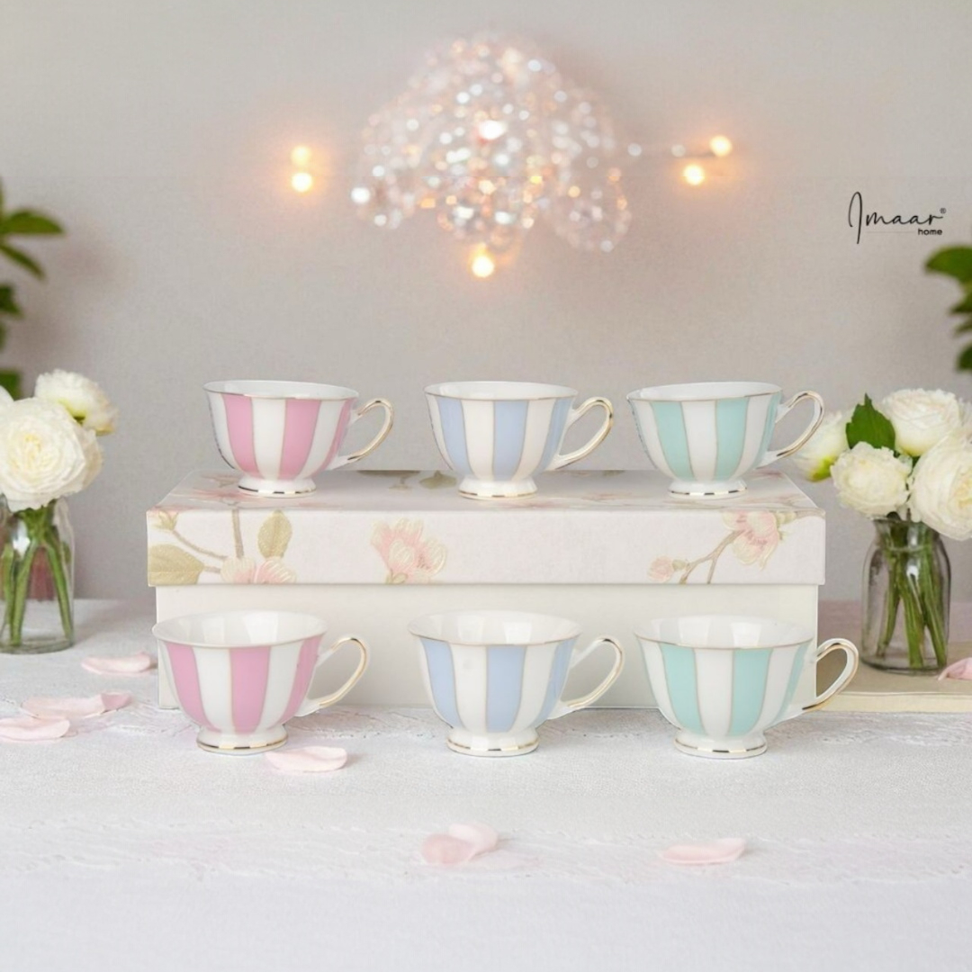 Luxury Gold Rim Tea Cup - Set of 6