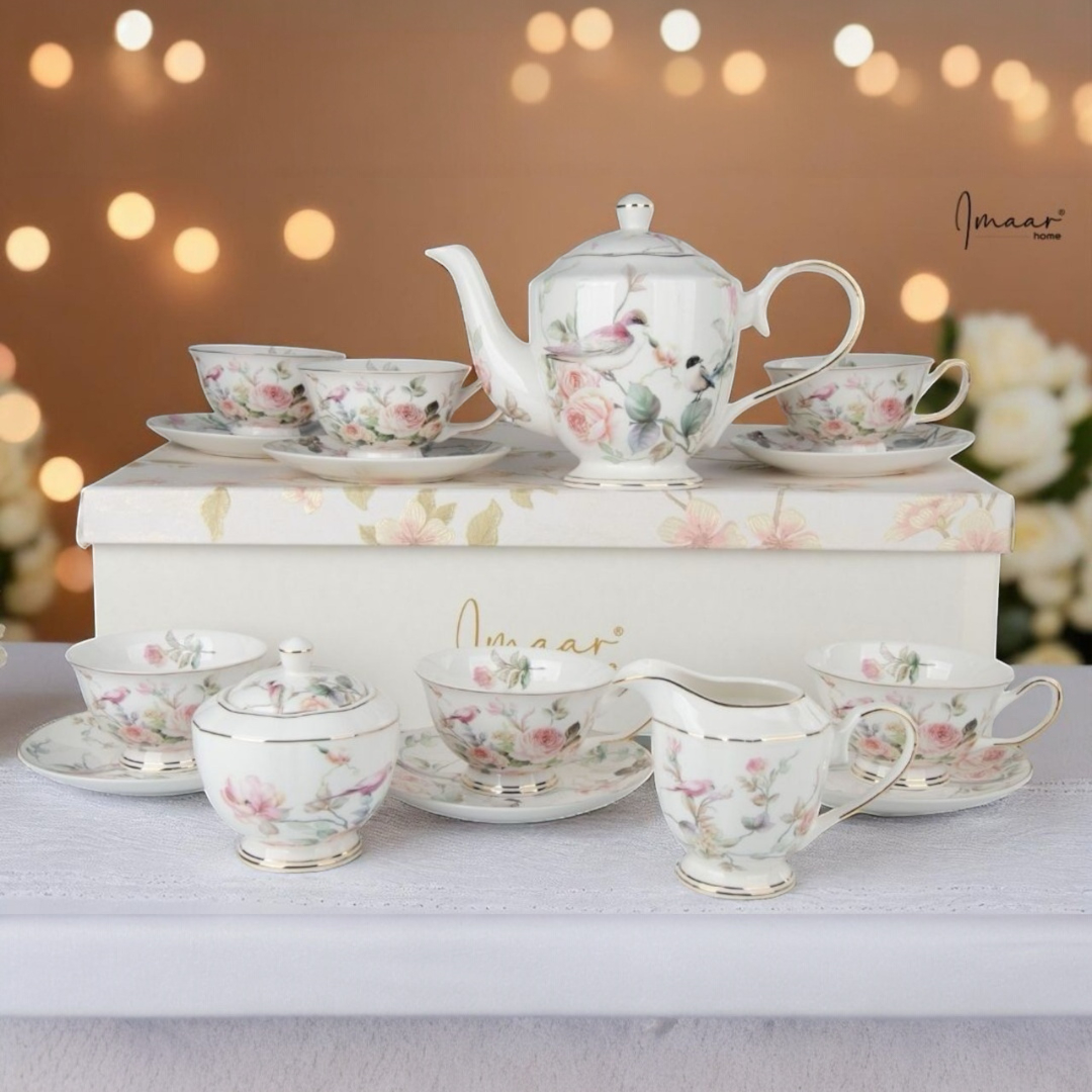 Bloosom Floral Fine Tea Set - Set of 15