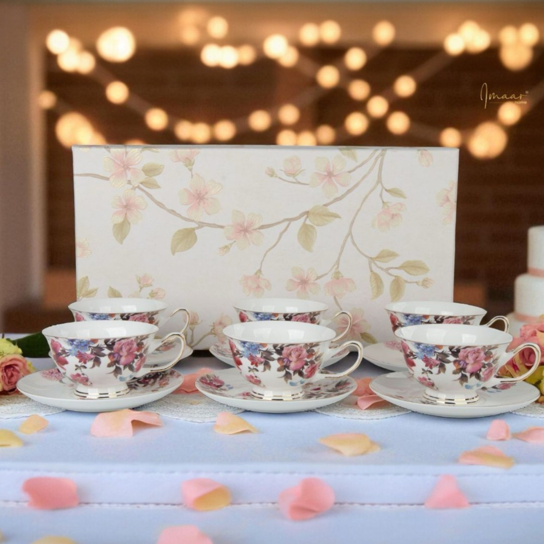 Golden Elegance Cup & Saucer - Set of 12