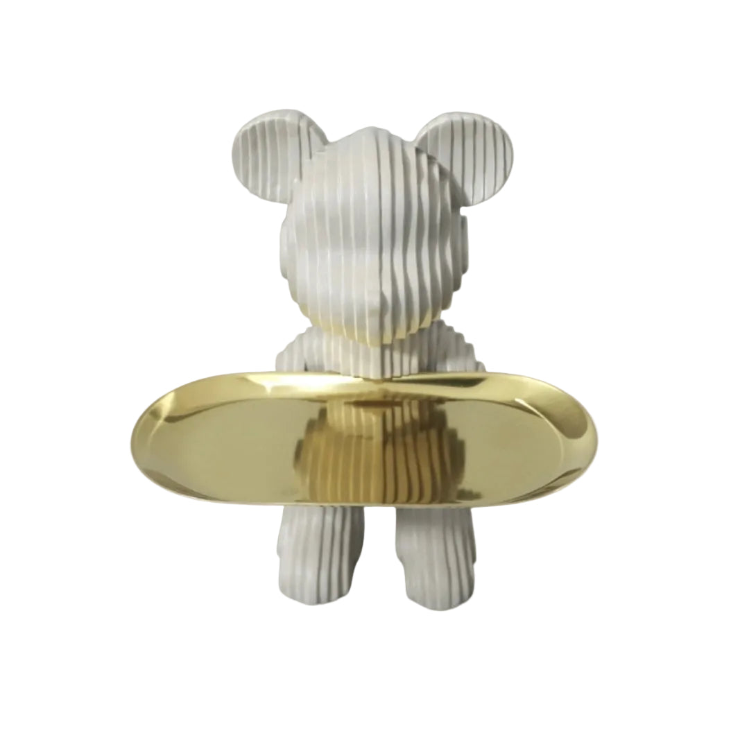 Elegant Slatted Bear Sculptural Valet Tray