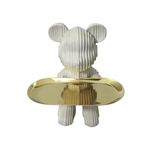 Elegant Slatted Bear Sculptural Valet Tray