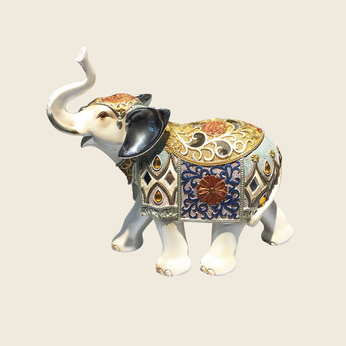 Ornate White & Gold Royal Elephant Figurine
