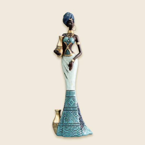 African Woman Figurine with Water Pots