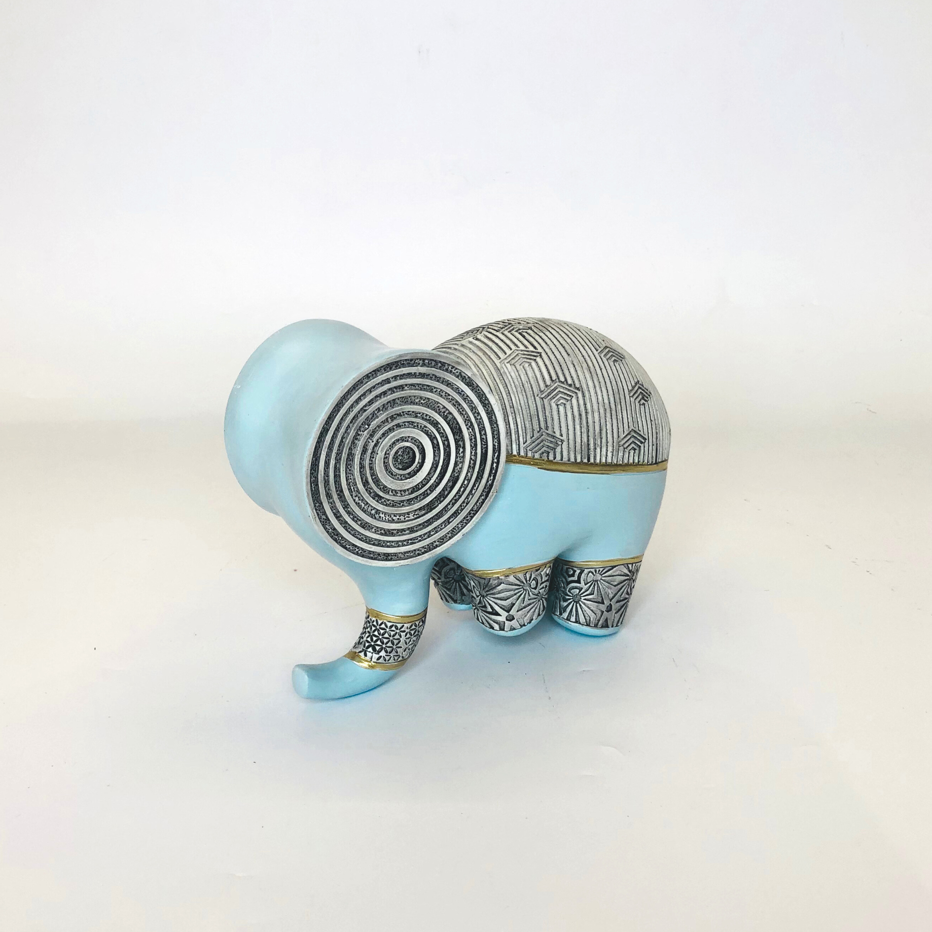 Elegant Blue & Grey Elephant Figurine Modern Decorative Sculpture