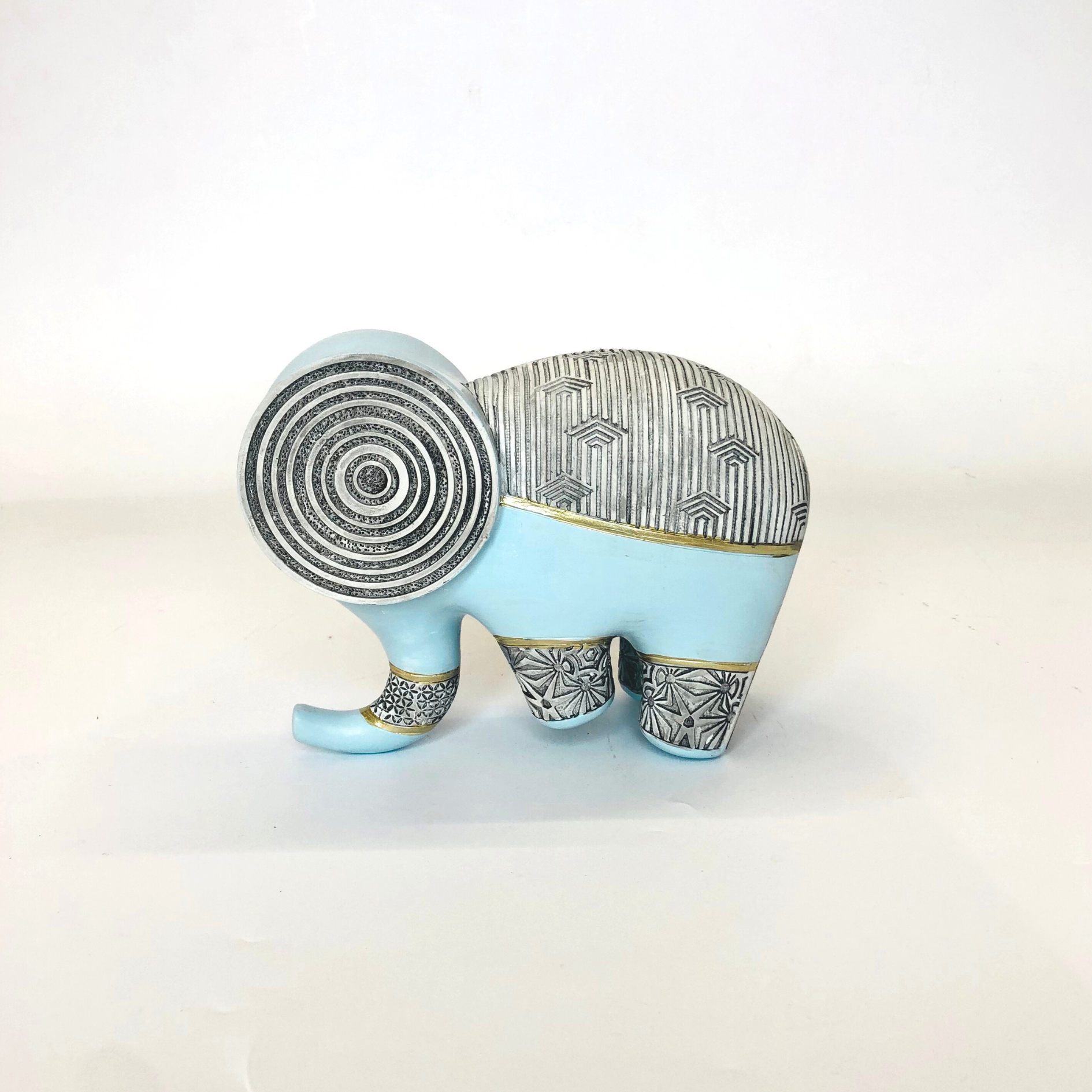 Elegant Blue & Grey Elephant Figurine Modern Decorative Sculpture