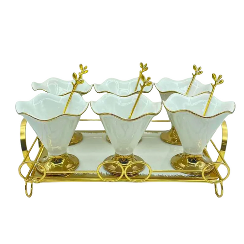 Luxury Gold Dessert Serving Set with Tray