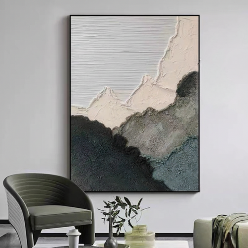 Modern Mountain Landscape Textured Canvas Wall Art