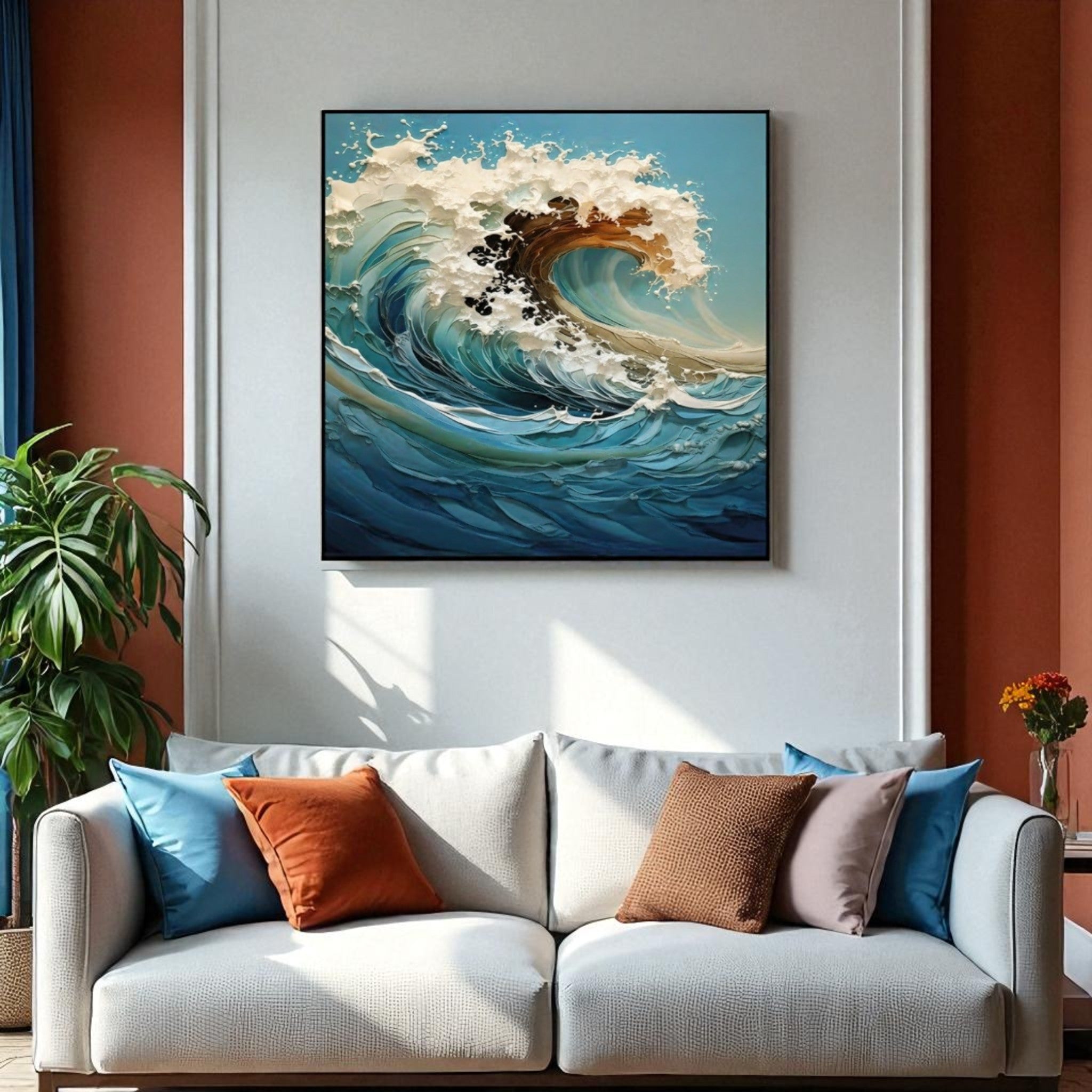 Blue Horizon Wave – Modern Seascape Luxury Wall Art