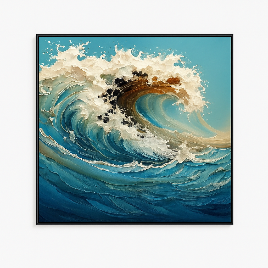 Blue Horizon Wave – Modern Seascape Luxury Wall Art