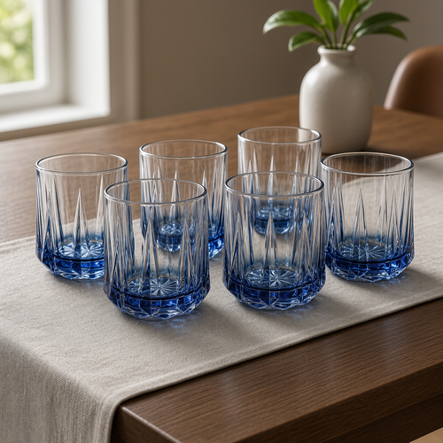 Amber Prism Geometric Glasses Set of 6