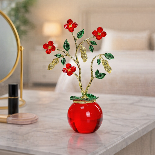 Artisan Crystal Flower & Peanut Tree Showpiece