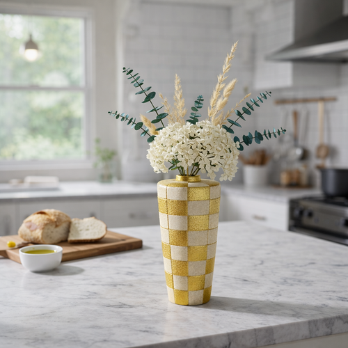 Aurelia Checkered Artisan Vase