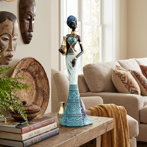 African Woman Figurine with Water Pots