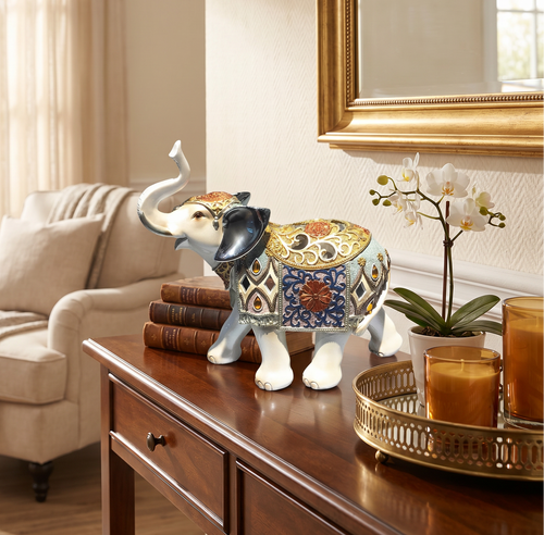 Ornate White & Gold Royal Elephant Figurine