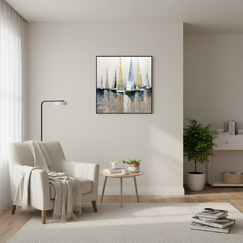 Golden Regatta Abstract Framed Wall Art
