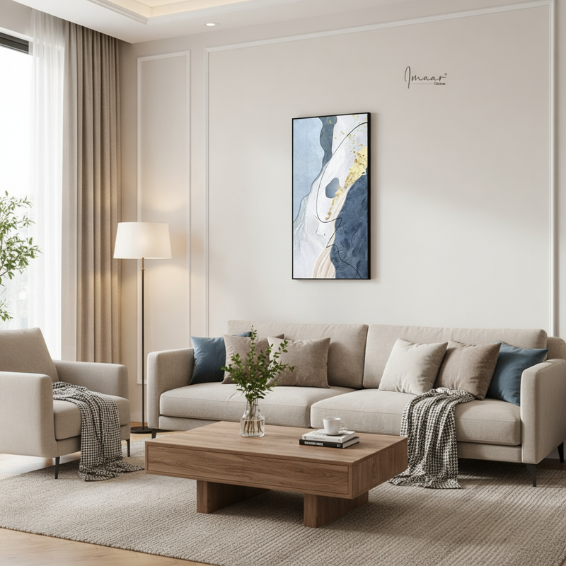 Modern Abstract Blue & Gold Canvas Wall Art