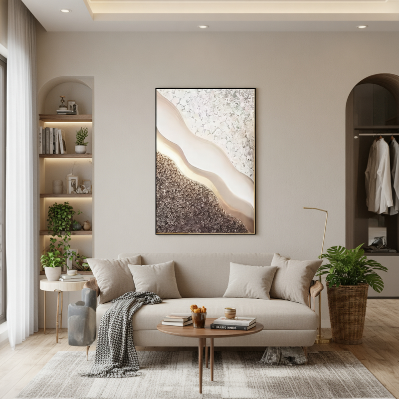 Elegant Neutral Abstract Canvas Wall Art