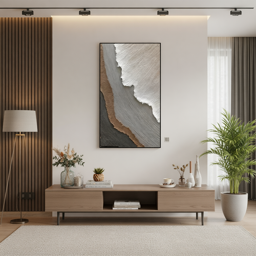 Modern Earth Tone Abstract Textured Canvas Wall Art