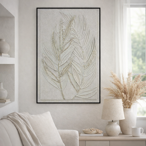 Elegant Botanical Textured Canvas Wall Art