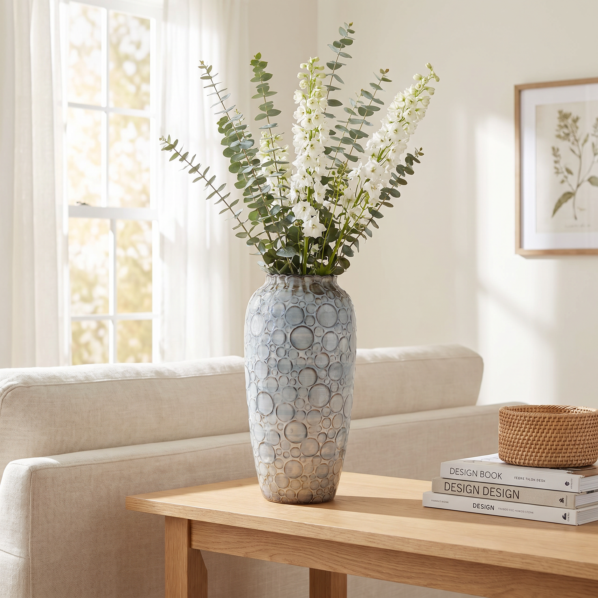 Coastal Blue Bubbled Textured Vase