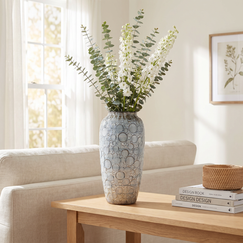 Coastal Blue Bubbled Textured Vase