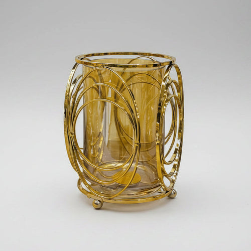 Modern Gold Oval Ring Pillar Candle Holder