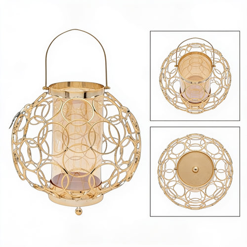 Elegant Geometric Gold Mesh Lantern
