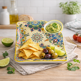 Modern Yellow Chip and Dip Dipping Serving Tray 7.25 Inch