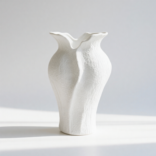 Modern Textured White Lily Vase