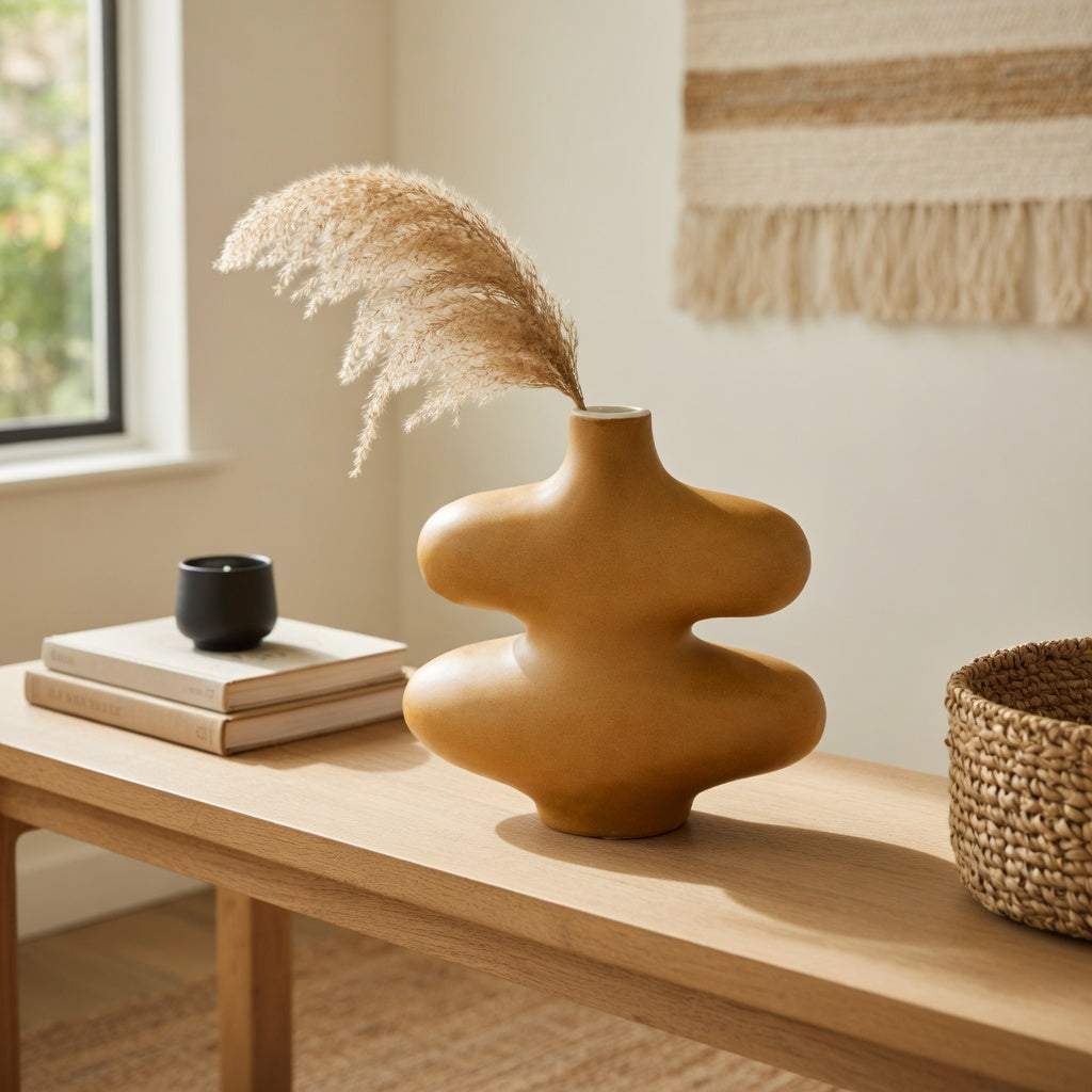 Oatmeal Textured Abstract Ceramic Vase