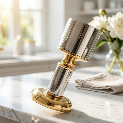 Elegant Dual Tone Metallic Pillar Candle Stand