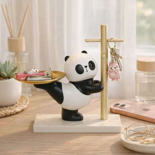 Elegant Hanging Panda With Tray & Key Post