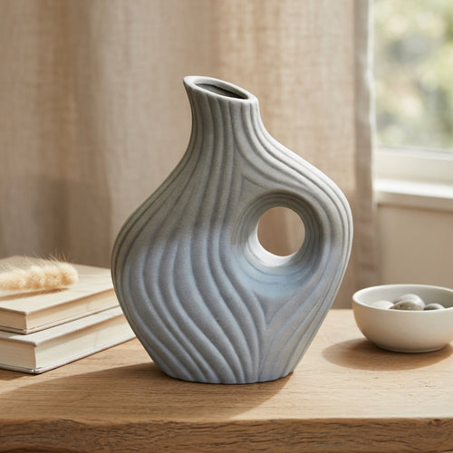 Modern Grey Abstract Cutout Vase