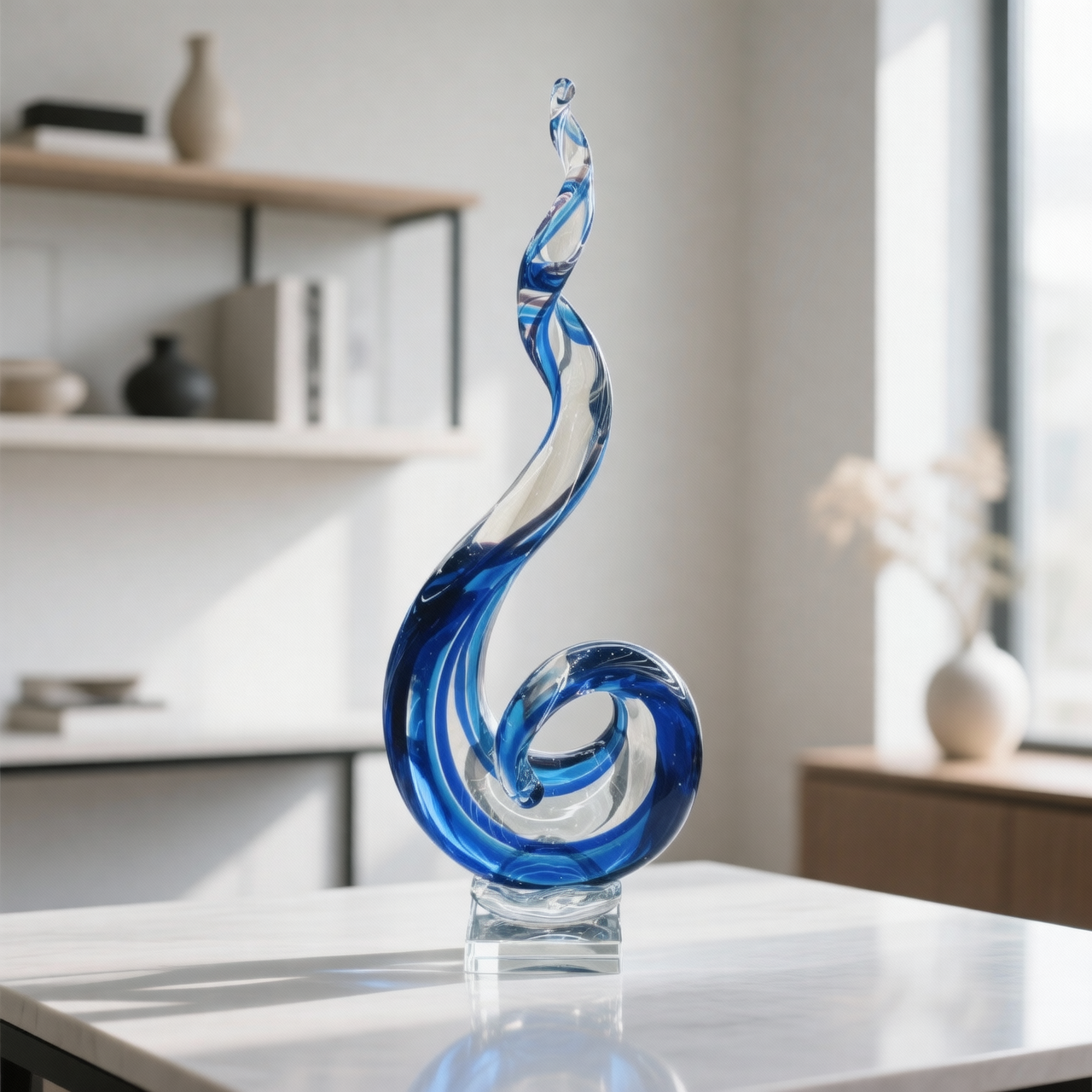 Elegant Glass Cresting Wave Sculpture