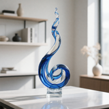 Elegant Glass Cresting Wave Sculpture