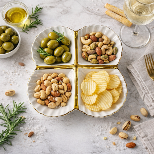Elegant Gold Petal Divided Serving Tray