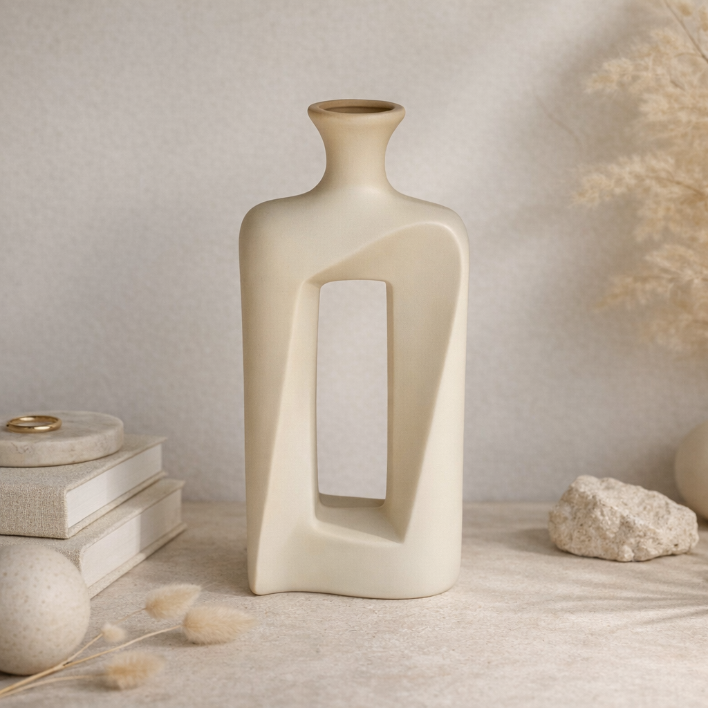 Elegant Eclipse Hollow Ceramic Vase
