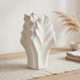 Modern Textured White Leaf Vase