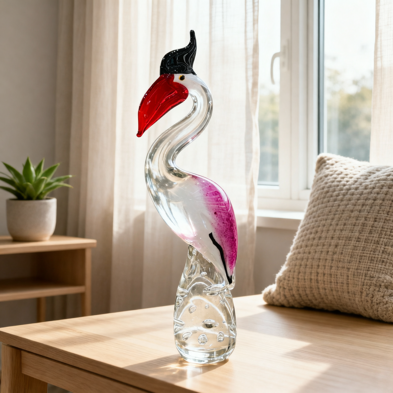 Elegant Style Glass Exotic Bird Figurine