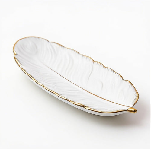Elegant Quill White Feather Tray Set of 3