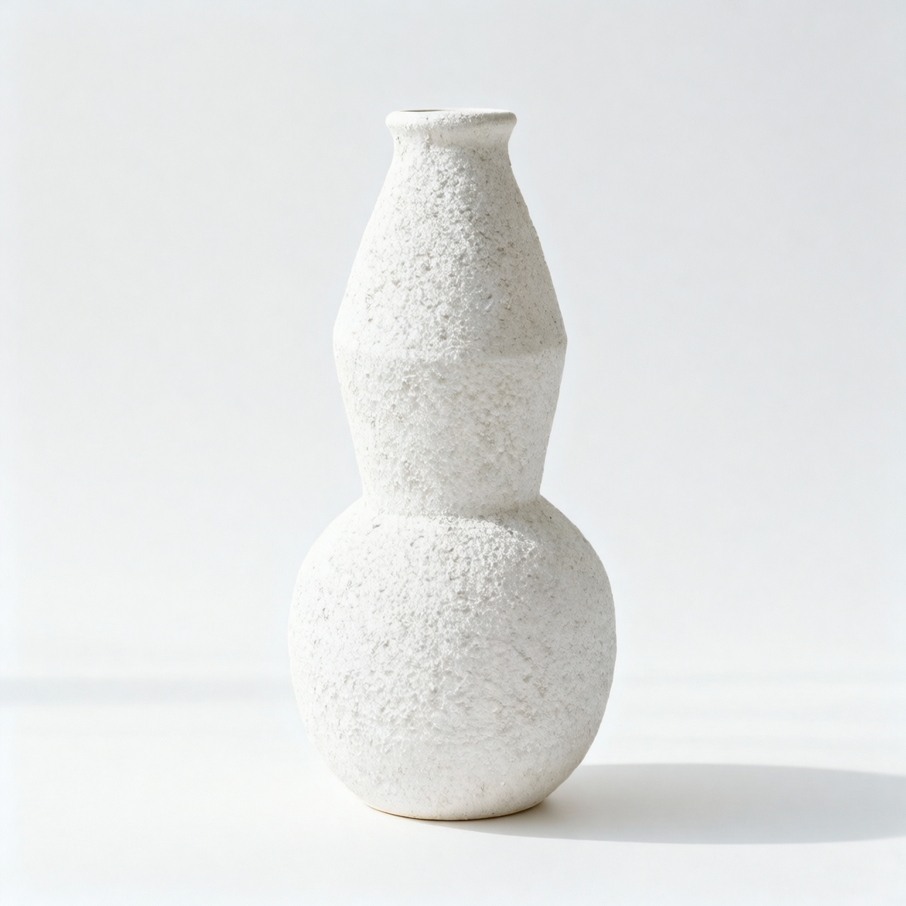 Off-White Textured Gourd Vase