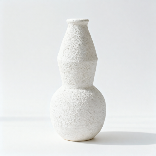 Off-White Textured Gourd Vase