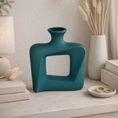 Elegant Hollow Geometric Ceramic Vase
