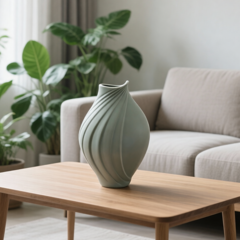 Modern Swirl Cut Ceramic Vase
